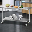 Cefito 1829 x 762mm Commercial Stainless Steel Kitchen Bench with 4pcs Castor Wheels-8