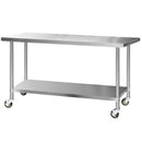 Cefito 1829 x 762mm Commercial Stainless Steel Kitchen Bench with 4pcs Castor Wheels-1