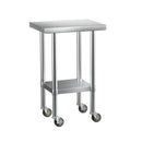 Cefito Stainless Steel Kitchen Benches Work Bench Wheels 61X46CM 430-1