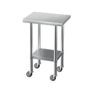 Cefito Stainless Steel Kitchen Benches Work Bench Wheels 61X46CM 430-3