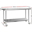 Cefito 430 Stainless Steel Kitchen Benches Work Bench Food Prep Table with Wheels 1829MM x 610MM-2
