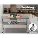 Cefito 430 Stainless Steel Kitchen Benches Work Bench Food Prep Table with Wheels 1829MM x 610MM-7