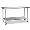 Cefito 430 Stainless Steel Kitchen Benches Work Bench Food Prep Table with Wheels 1829MM x 610MM-1