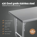 Cefito Stainless Steel Kitchen Benches Work Bench Wheels 122X61CM 430-5