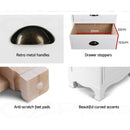 Artiss 2x Bedside Table 3 Drawers Vintage - THYME White-7