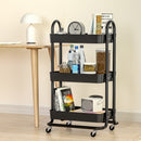 Artiss Storage Trolley Kitchen Cart 3 Tiers Rack Shelf Organiser Wheels Black-7