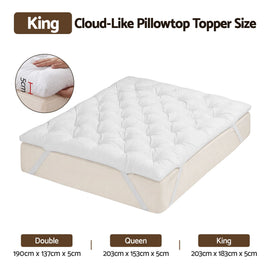 Giselle King Pillow Top Mattress Topper 1300GSM White Duck Feather For Old Bed Upgrade 5cm Thick - 0