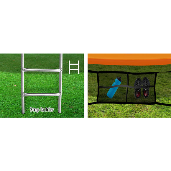Everfit 10FT Trampoline for Kids w/ Ladder Enclosure Safety Net Rebounder Orange