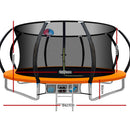 14ft Trampoline Everfit Kids Trampoline Rebounder w/ Ladder Basketball Hoop Orange-2