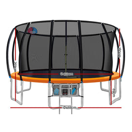 Everfit 16FT Trampoline for Kids w/ Ladder Enclosure Safety Net Rebounder Orange - 0