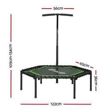 Everfit 48inch Hexagon Fitness Trampoline Rebounder Adjustable Handrail Green - 0