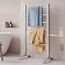 Devanti Electric Heated Towel Rail Rack 6 Bars with Timer Clothes Dry Warmer-1