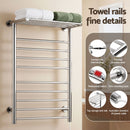 Devanti Electric Heated Towel Rail Rack 14 Bars Wall Mounted Clothes Dry Warmer-4