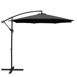 Instahut 3m Outdoor Umbrella Cantilever Beach Garden Patio Black - 0