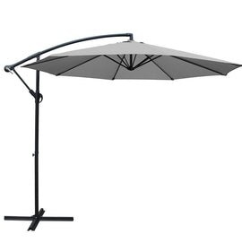 Instahut 3m Outdoor Umbrella Cantilever Beach Garden Patio Grey - 0