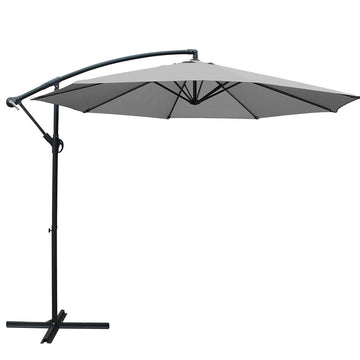 Instahut 3m Outdoor Umbrella Cantilever Beach Garden Patio Grey - 0