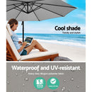 Instahut 3m Outdoor Umbrella Cantilever Beach Garden Patio Grey-7
