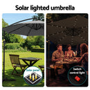 Instahut Outdoor Umbrella 3M Cantilever Beach LED Garden Shade Patio Charcoal-4