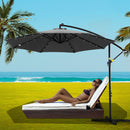 Instahut Outdoor Umbrella 3M Cantilever Beach LED Garden Shade Patio Charcoal-7