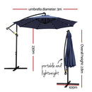Instahut Outdoor Umbrella 3M Cantilever Beach LED Umbrellas Garden Shade Patio-2