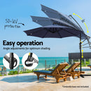 Instahut Outdoor Umbrella 3M Cantilever Beach LED Umbrellas Garden Shade Patio-5