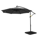 Instahut Outdoor Umbrella 3M Cantilever Beach LED Base Garden Sun Patio Charcoal-1