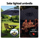 Instahut Outdoor Umbrella 3M Cantilever Beach LED w/Base Garden Shade Patio Navy-4