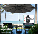 Instahut 3m Outdoor Umbrella Beach Pole Garden Patio Tilt Charcoal-5