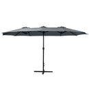 Instahut 4.57m Outdoor Umbrella Beach Pole Garden Tilt Charcoal-3