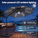 Instahut Outdoor Umbrella 3m Solar LED Offset Cantilever Patio Parasol Charcoal-4