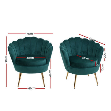 Artiss Armchair Velvet Green Callista - 0