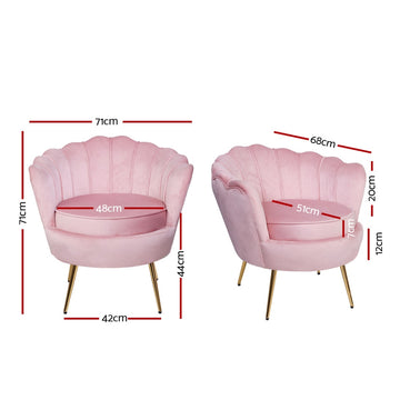 Artiss Armchair Velvet Pink Callista - 0
