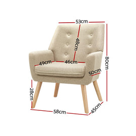 Artiss Armchair Linen Fabric Anne Beige - 0