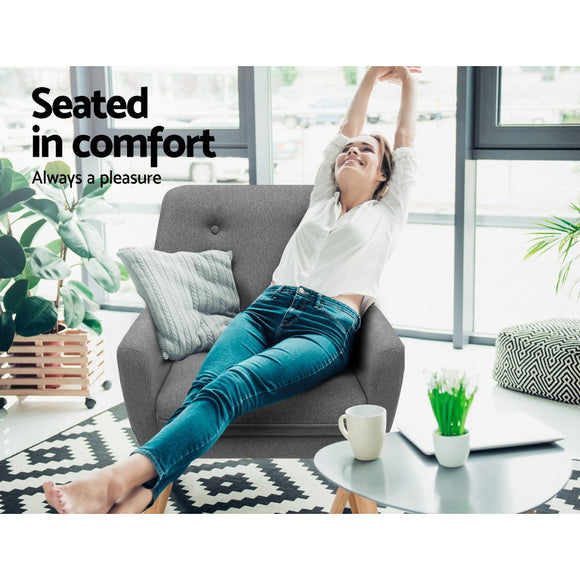 Artiss Armchair Linen Fabric Grey Charcoal