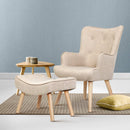 Artiss Armchair Set with Ottoman Beige Lansar-7