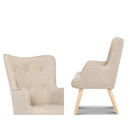 Artiss Armchair Set with Ottoman Beige Lansar-3