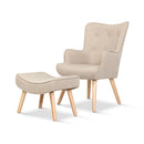 Artiss Armchair Set with Ottoman Beige Lansar-1