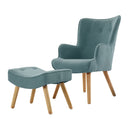 Artiss Armchair Set with Ottoman Blue Lansar-1