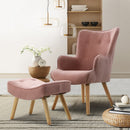 Artiss Armchair Set with Ottoman Pink Lansar-7