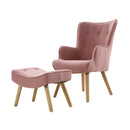 Artiss Armchair Set with Ottoman Pink Lansar-1