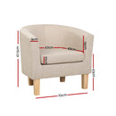 Artiss Armchair Tub Chair Beige Abby-2