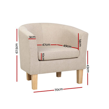 Artiss Armchair Tub Chair Beige Abby - 0
