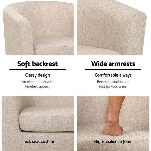 Artiss Armchair Tub Chair Beige Abby