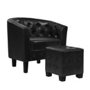 Artiss Armchair Set with Ottoman Black Ava-1