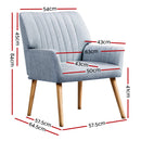 Artiss Armchair Fabric Blue Grey Sebastini-2