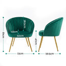 Artiss Armchair Velvet Green Eloise-3