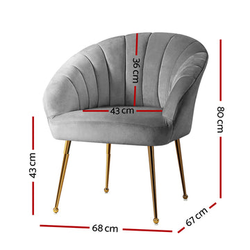 Artiss Armchair Velvet Grey Eloise - 0