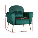 Artiss Armchair Green Velvet Caroline-2