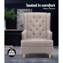 Artiss Rocking Chair Armchair Linen Fabric Beige Gaia-5