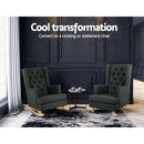 Artiss Rocking Chair Armchair Linen Fabric Charcoal Gaia-3